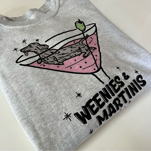 Custom Printed Palm Springs Weenies and Martinis Pre-shrunk Dachshund Sweatshirt - Picture 2 of 10